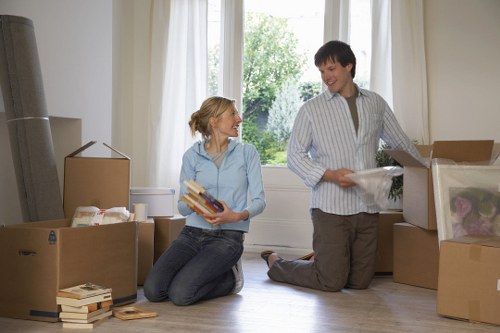 Boxes and wrapping materials prepared for a local move in Watford