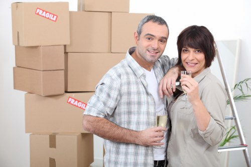 Commercial furniture and equipment being prepared for office removals in Watford